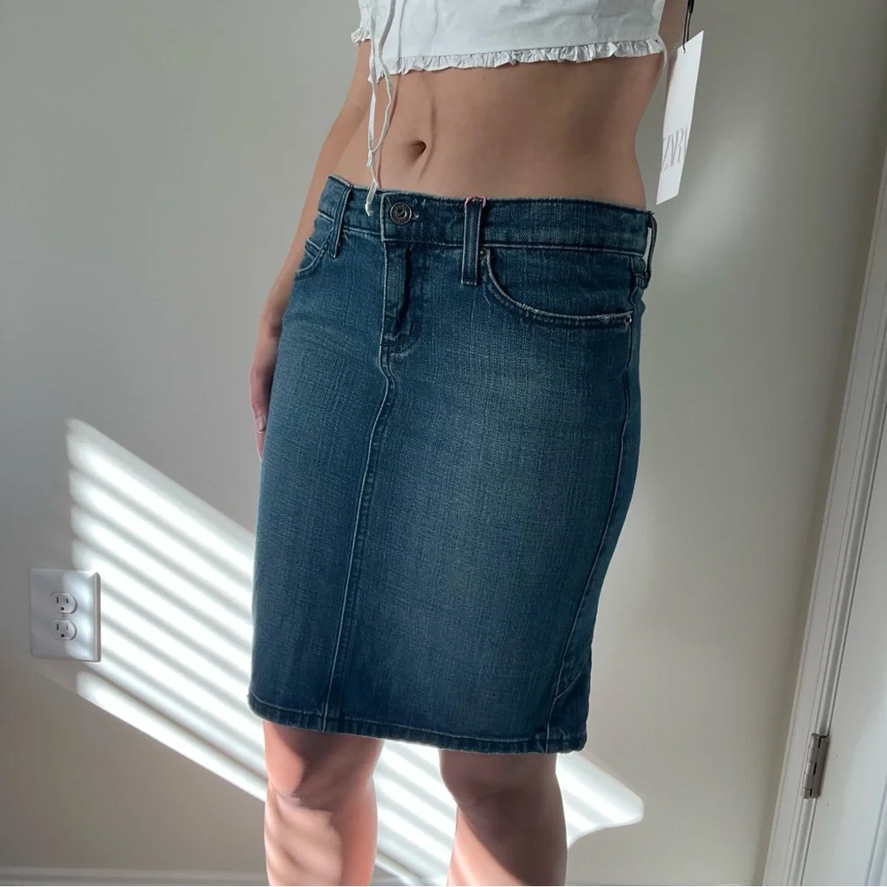 Y2k Juicy Couture Low Rise Denim Pencil Skirt